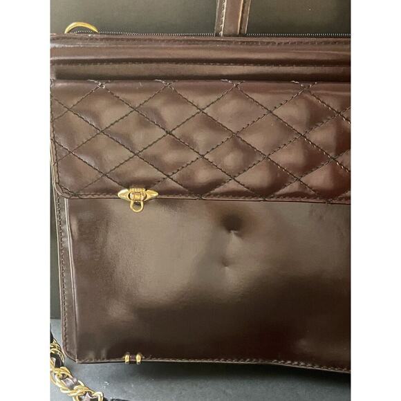 Vtg. Top Handle Messenger Shoulder Bag Attache Briefcase Oxblood Burgundy Career - Picture 7 of 14